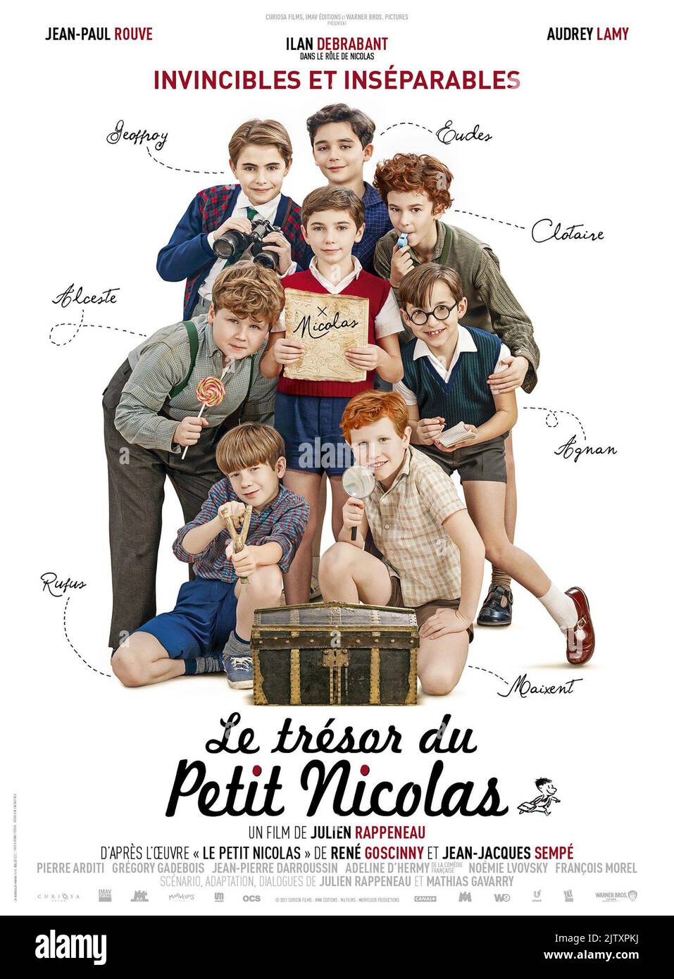 Le Trésor du petit Nicolas année : 2021 France Directeur : Julien Rappeneau Malo Chanson-Demange, Oscar Boissière, Simon Faliu, Malick Laugier, Ilan Debrabant, Anton Alluin, Léandre Castellano-Lemoine, Léonard Signoret affiche française Banque D'Images