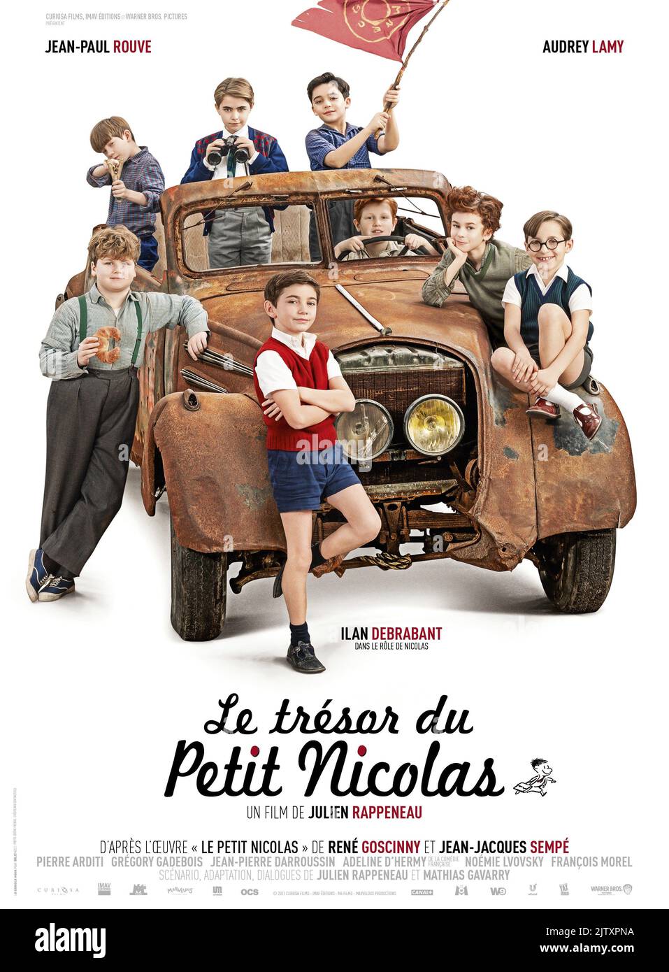 Le Trésor du petit Nicolas année : 2021 France Directeur : Julien Rappeneau Malo Chanson-Demange, Simon Faliu, Malick Laugier, Oscar Boissière, Ilan Debrabant, Léonard Signoret, Anton Alluin, Léandre Castellano-Lemoine affiche française Banque D'Images