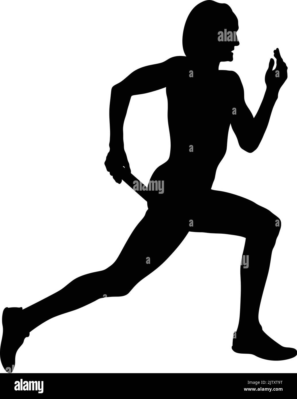 relais de course à pied femelle, silhouette noire Illustration de Vecteur