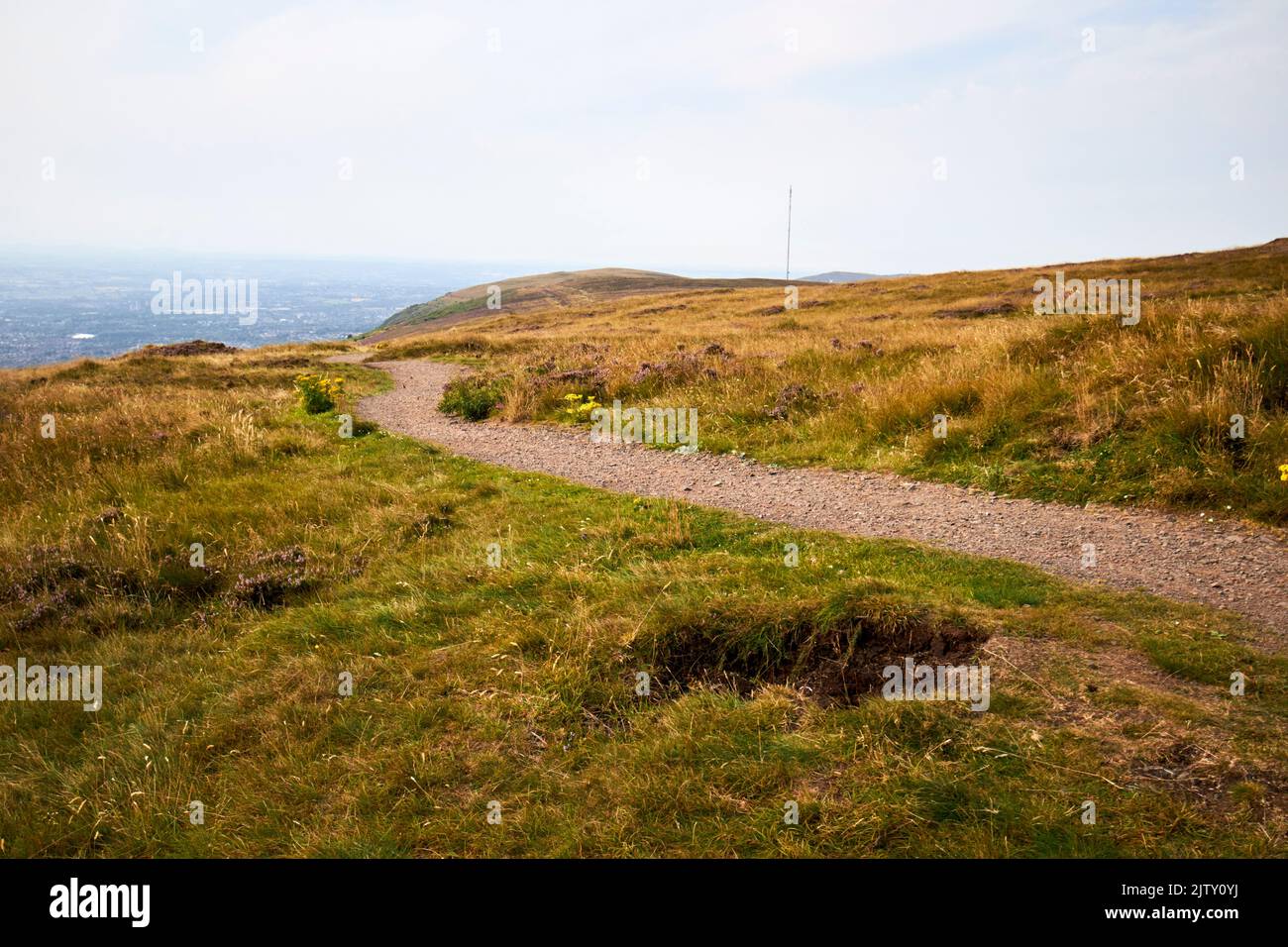 sentier de randonnée ridge le long de Black Mountain dans le divis et la montagne noire belfast collines chaîne belfast nord irlande Banque D'Images