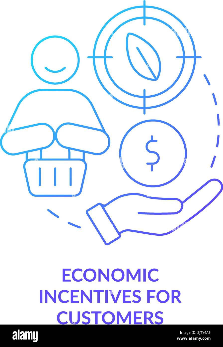 L'icône de concept de gradient bleu incite les clients à faire des économies Illustration de Vecteur