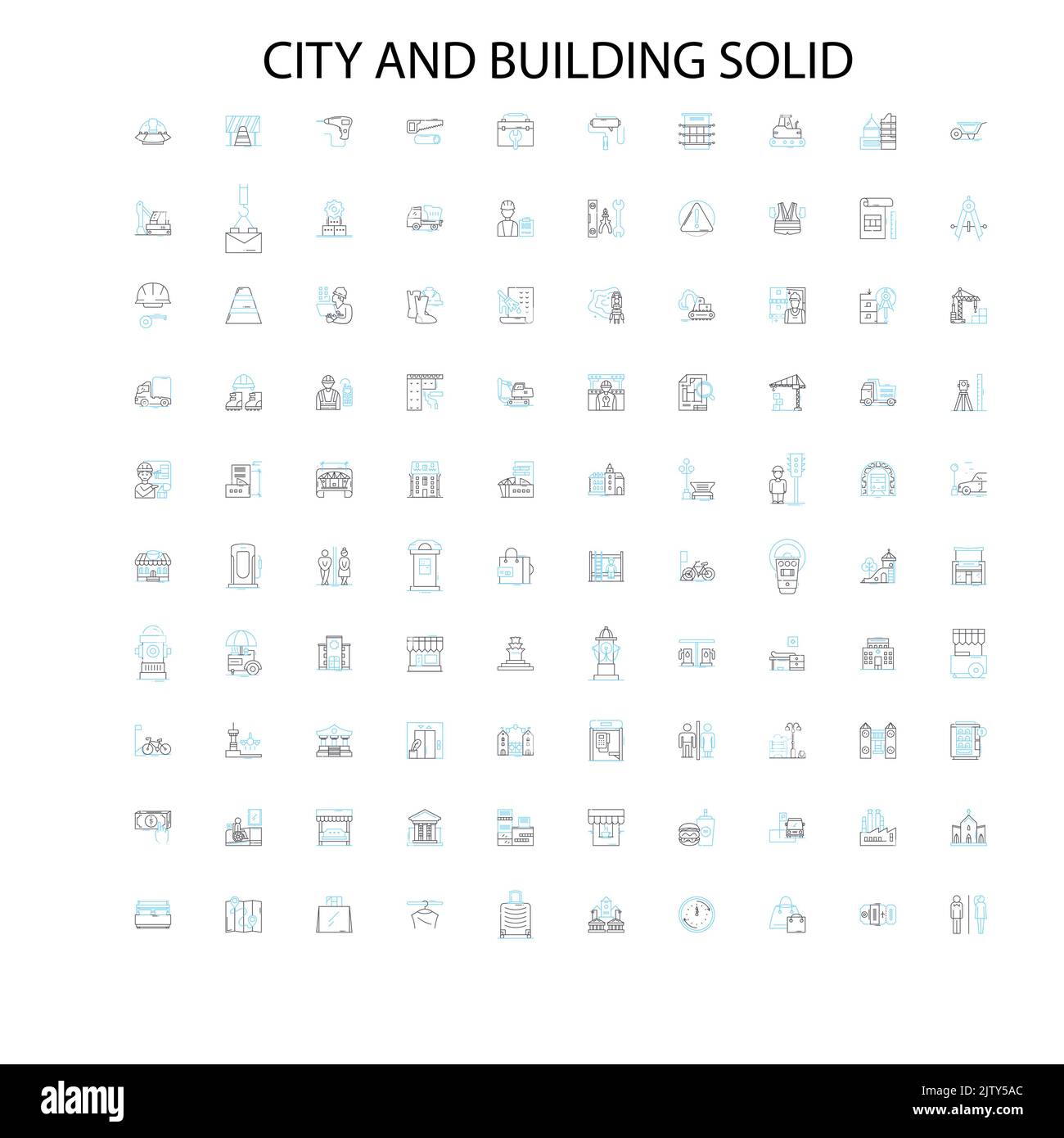 ville et bâtiment solides icônes, signes, contours symboles, concept linéaire illustration collection de lignes Illustration de Vecteur