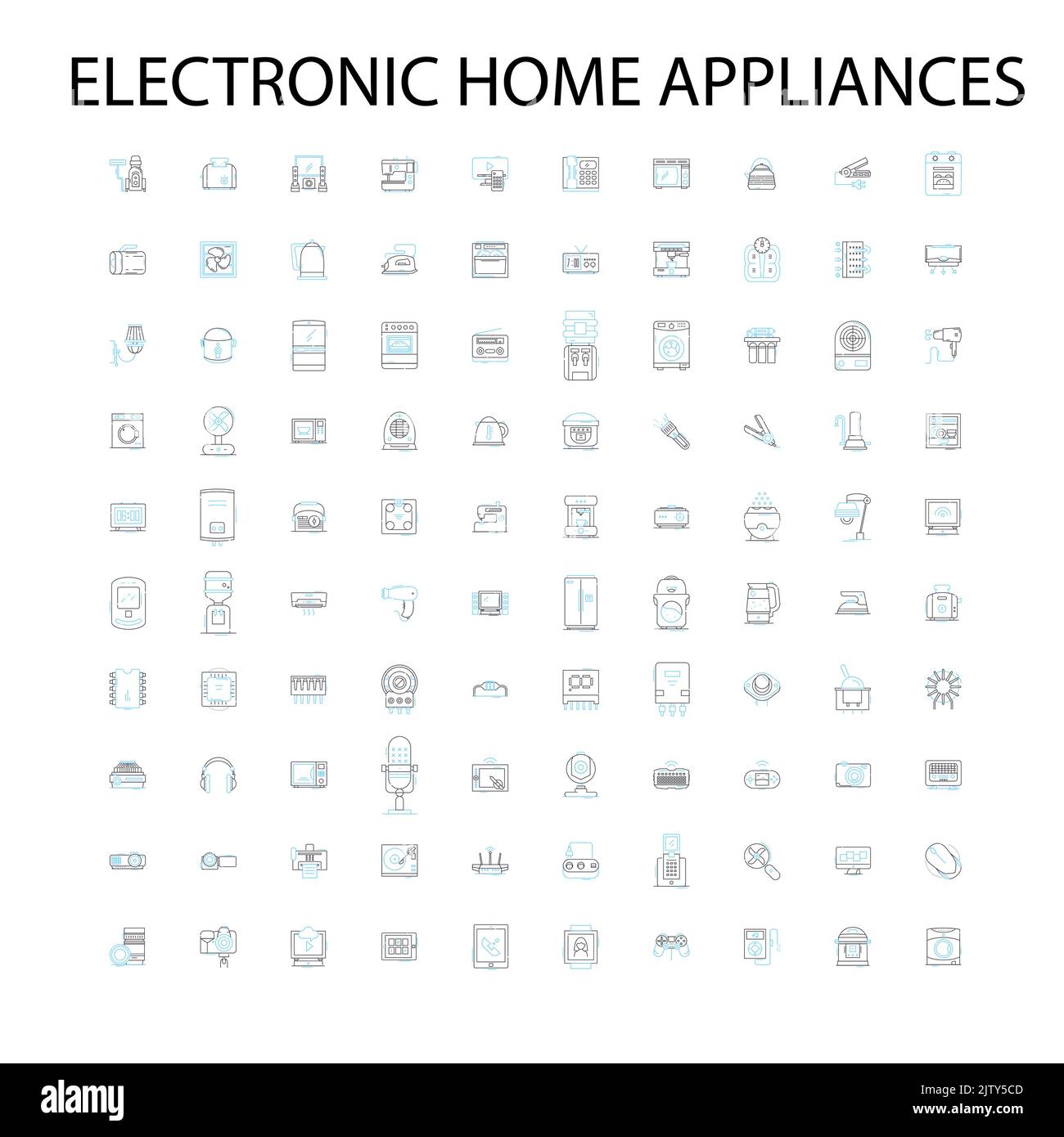 appareils électroniques et ménagers icônes, signes, symboles de contour, collection de lignes d'illustration linéaire de concept Illustration de Vecteur