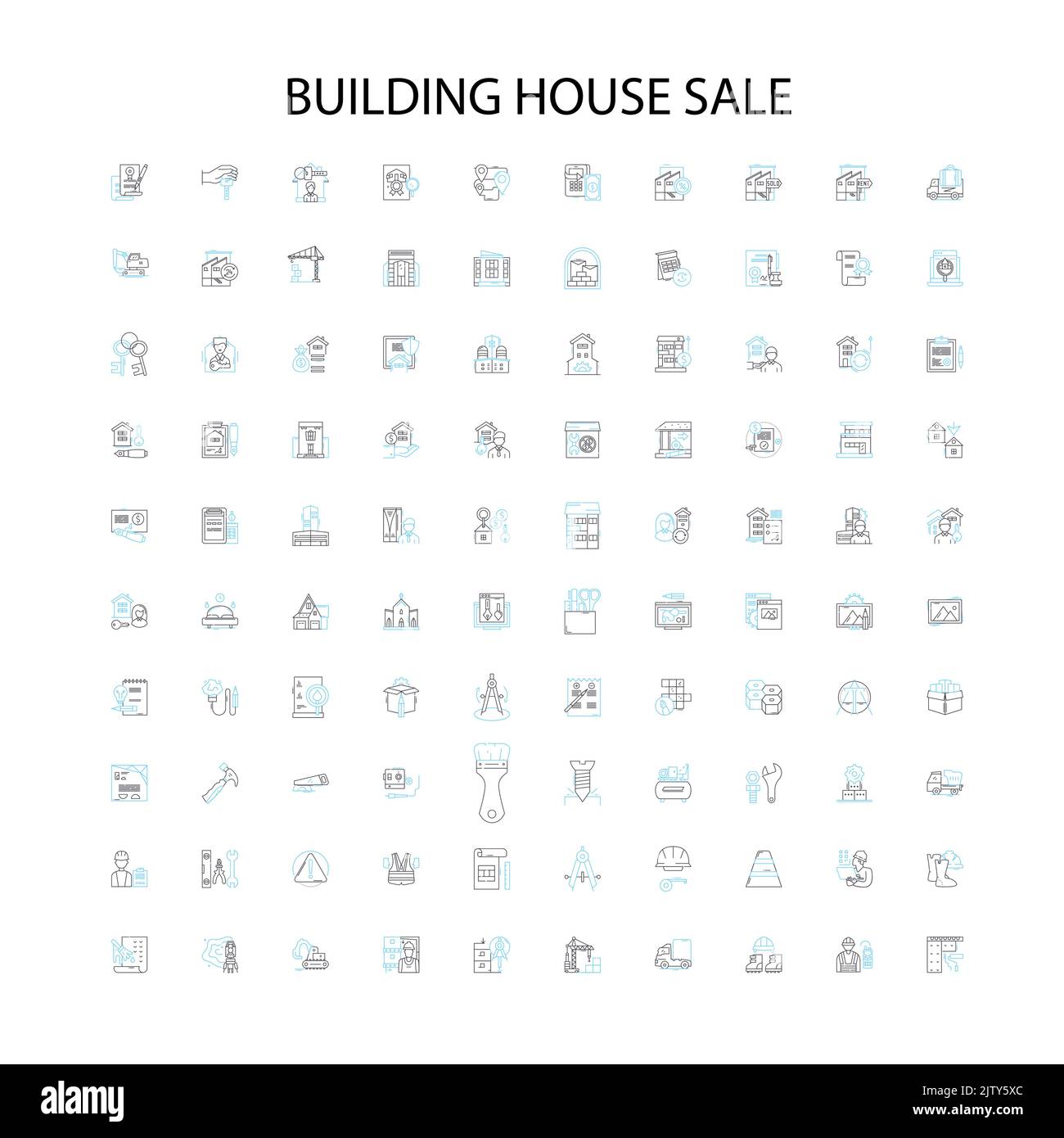 vente de maisons de bâtiment icônes, signes, symboles de contour, concept linéaire illustration collection de ligne Illustration de Vecteur