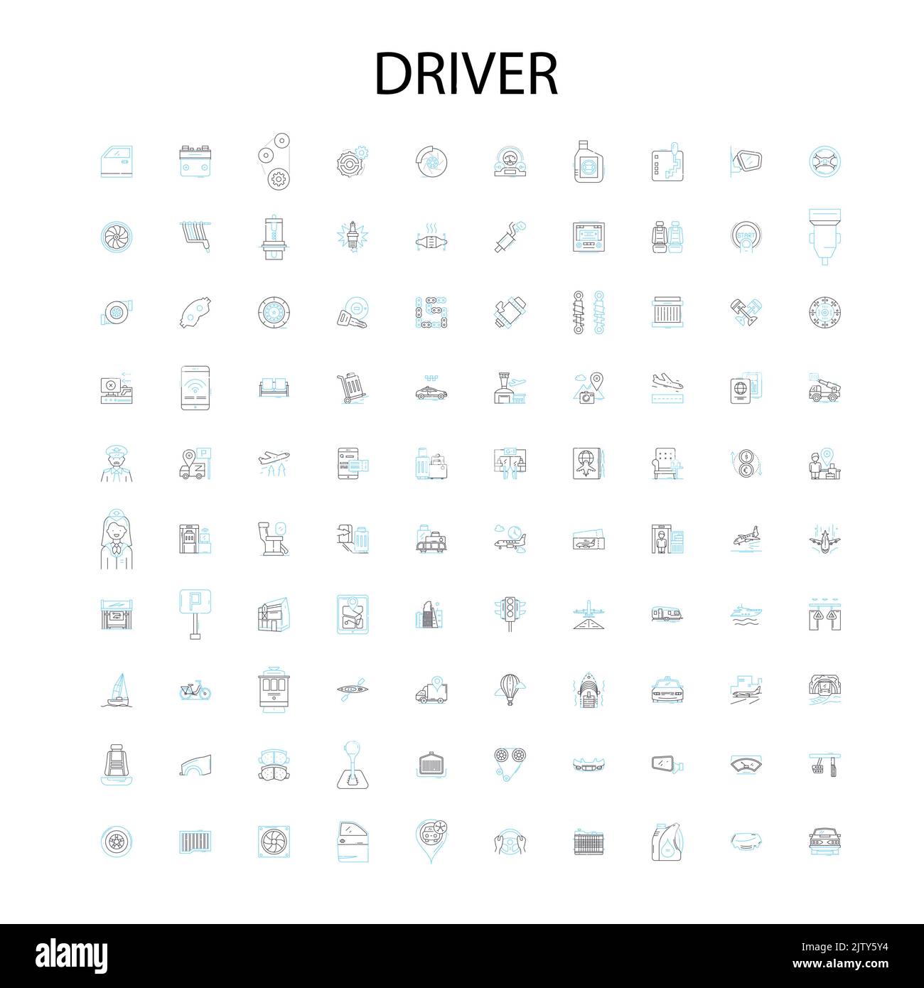 icônes de conducteur, signes, symboles de contour, collection de lignes d'illustration linéaire concept Illustration de Vecteur