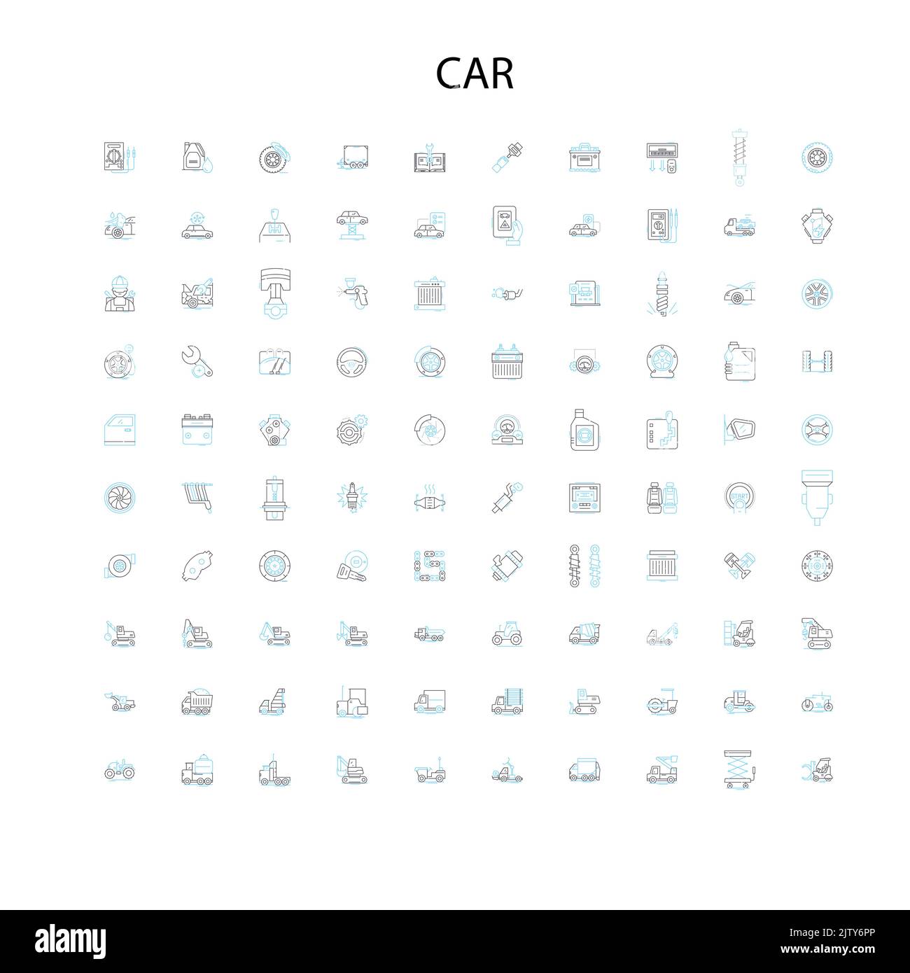 icônes de voiture, signes, symboles de contour, collection de lignes d'illustration linéaire de concept Illustration de Vecteur
