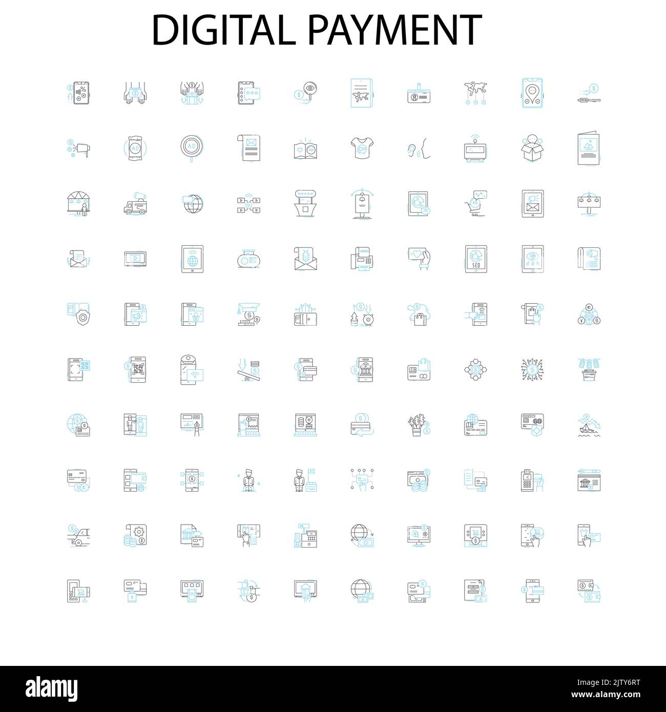icônes de paiement numérique, signes, symboles de contour, collection de lignes d'illustration linéaire de concept Illustration de Vecteur
