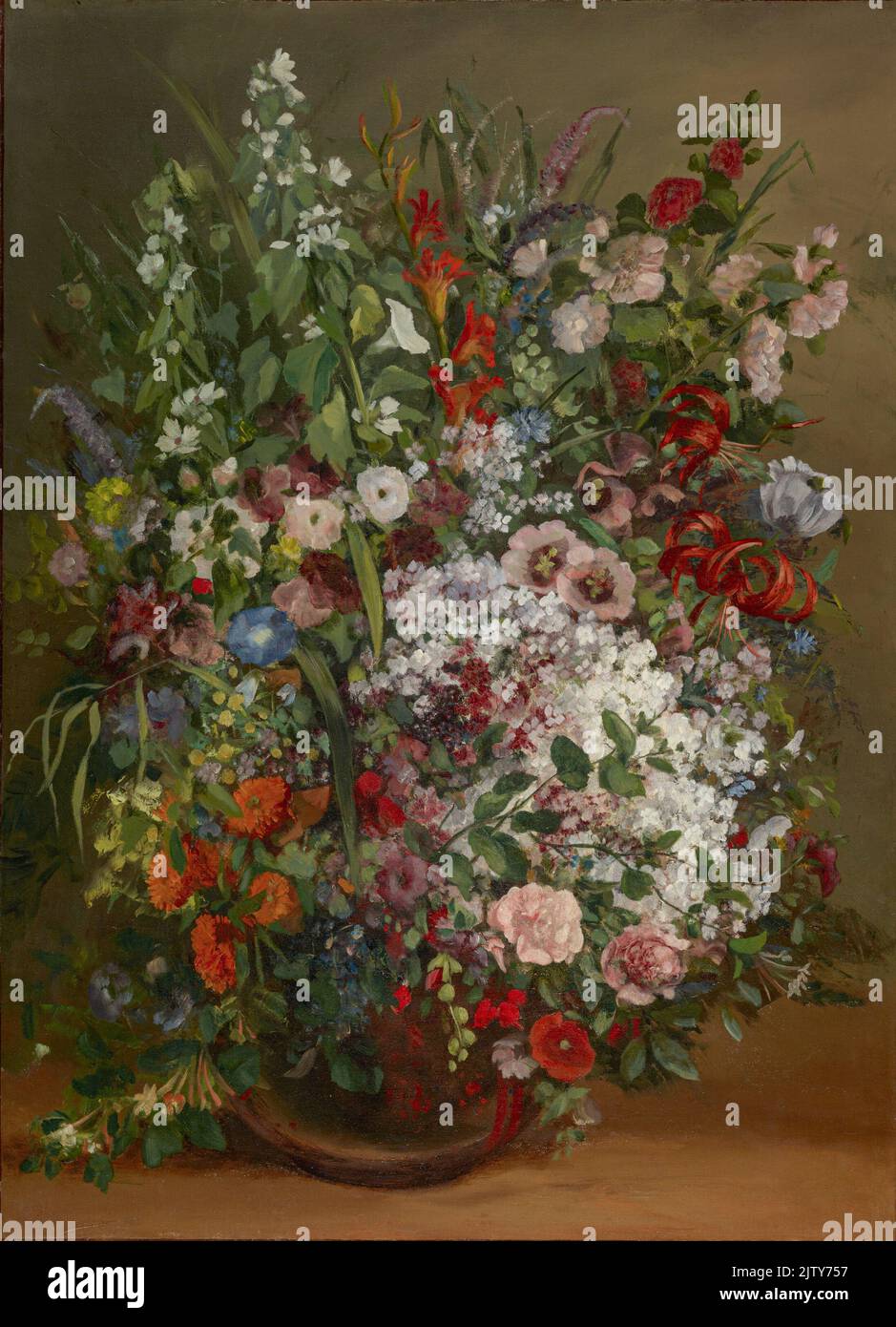 Gustave Courbet: Bouquet de fleurs dans un vase; 1862; huile sur toile Banque D'Images