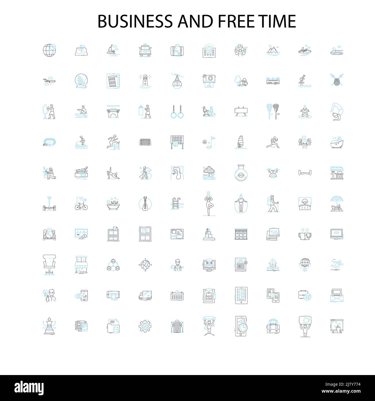 icônes d'affaires et de temps libre, signes, symboles de contour, collection de lignes d'illustration linéaire de concept Illustration de Vecteur
