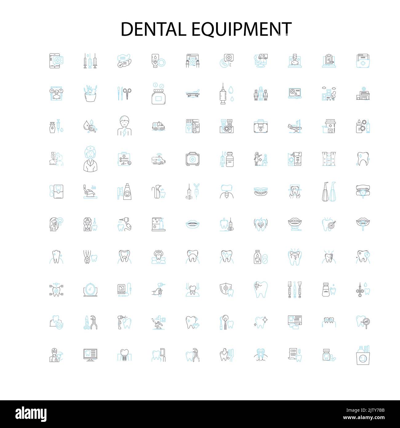 icônes d'équipement dentaire, signes, symboles de contour, collection de lignes d'illustration linéaire concept Illustration de Vecteur