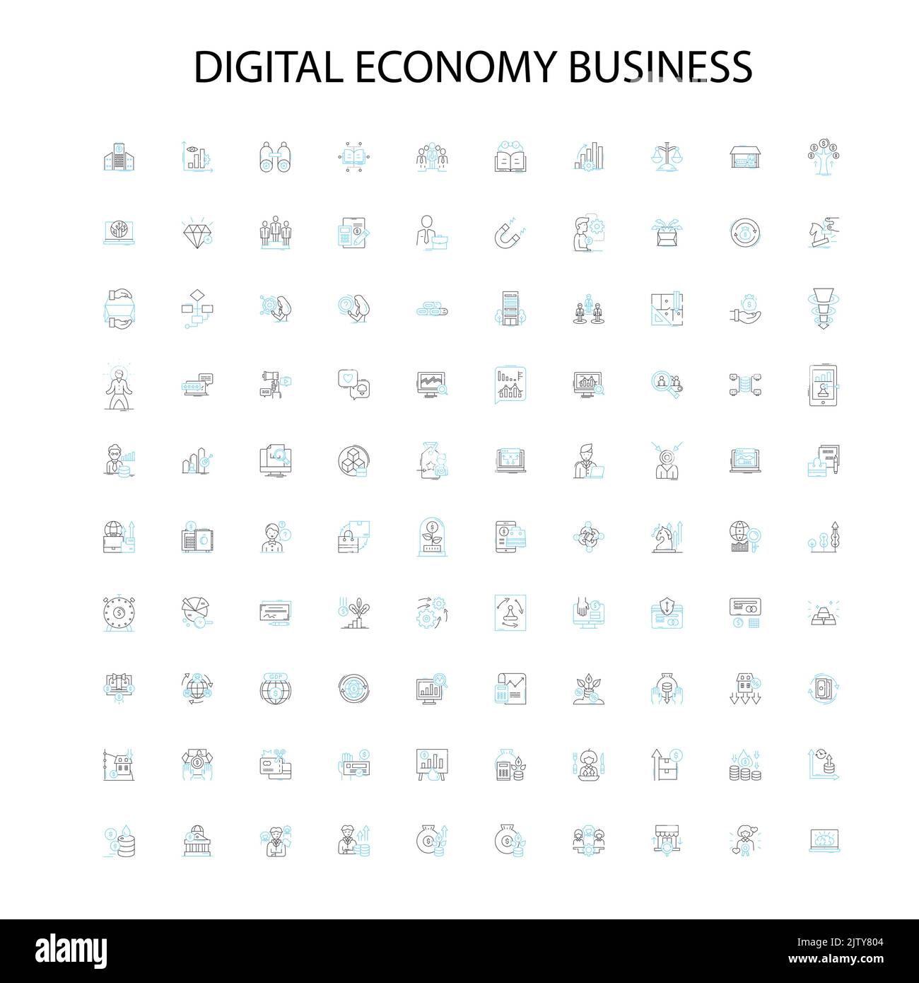 icônes d'économie numérique, signes, symboles de contour, collection de lignes d'illustration linéaire de concept Illustration de Vecteur