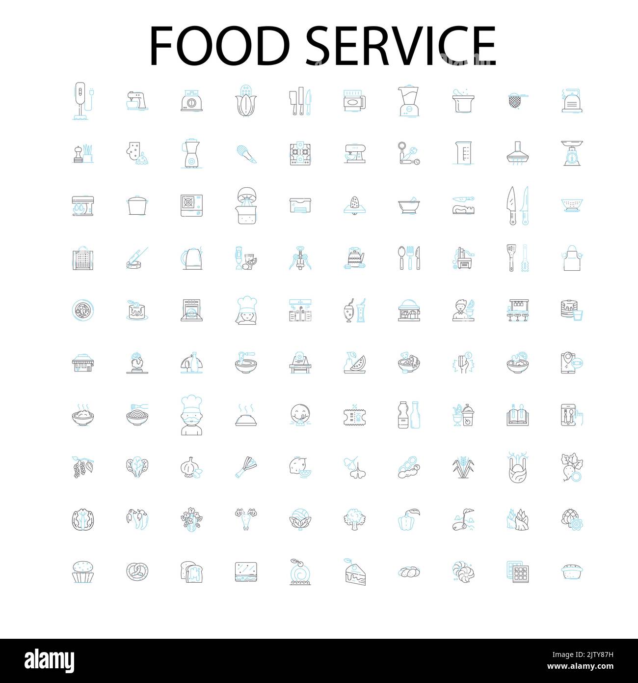 icônes de service alimentaire, signes, symboles de contour, collection de lignes d'illustration linéaire de concept Illustration de Vecteur