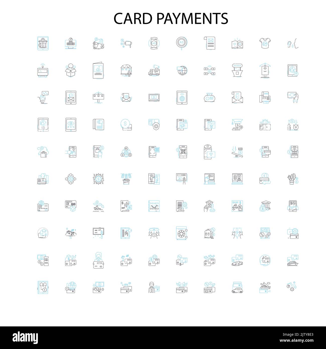 icônes de paiement par carte, signes, symboles de contour, collection de lignes d'illustration linéaire concept Illustration de Vecteur