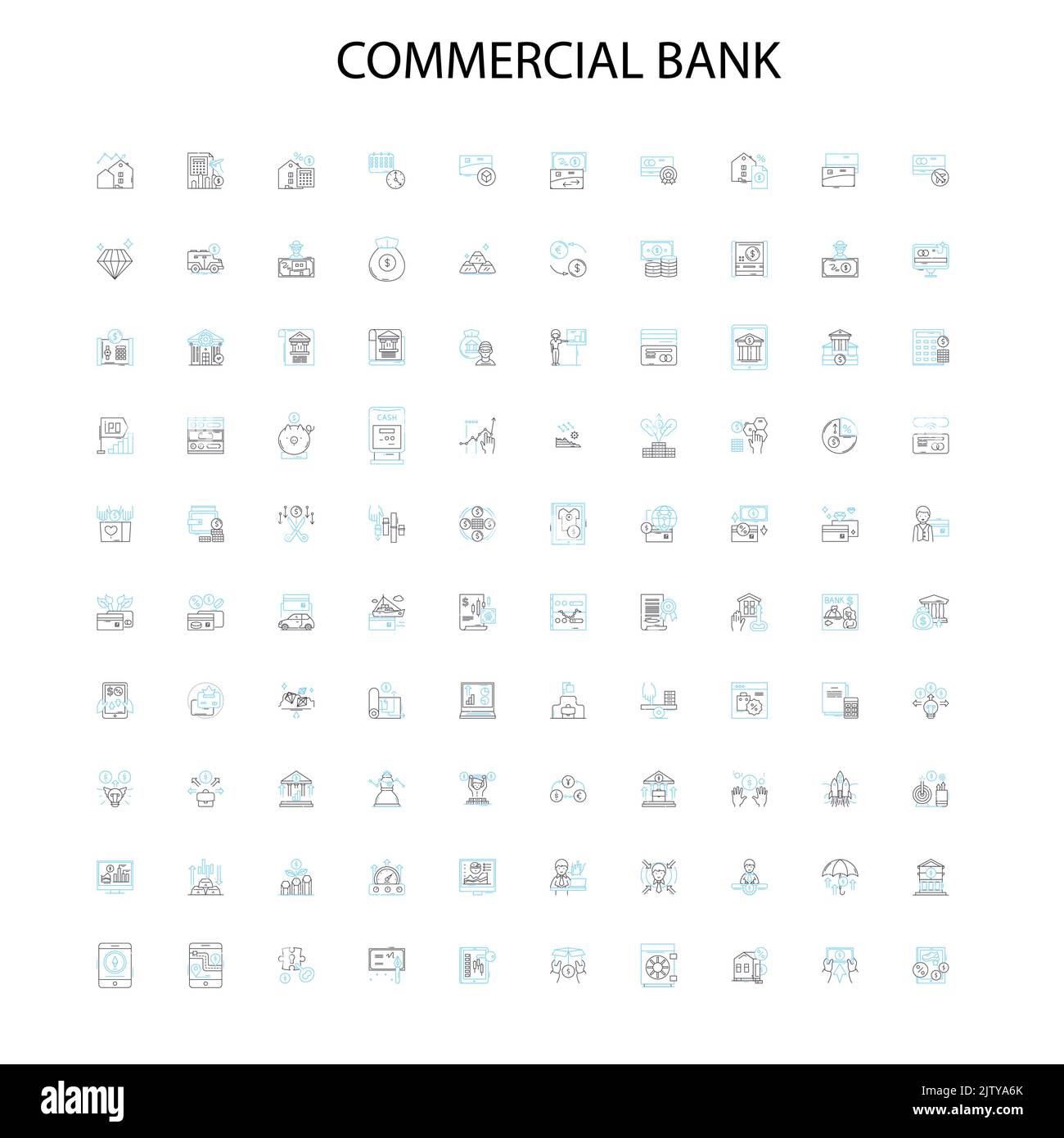 icônes de banque commerciale, signes, symboles de contour, collection de lignes d'illustration linéaire de concept Illustration de Vecteur