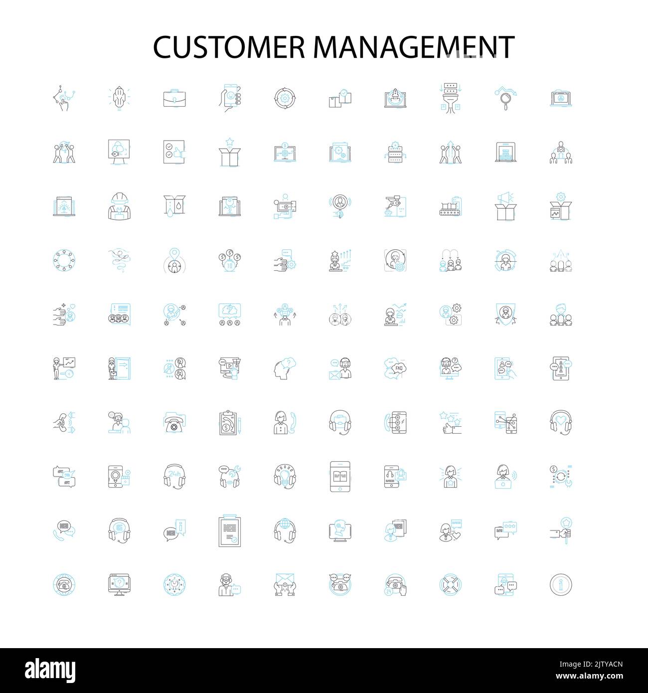 icônes de gestion de la clientèle, signes, symboles de contour, collection de lignes d'illustration linéaire de concept Illustration de Vecteur