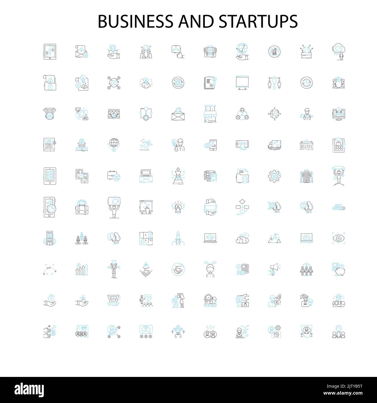 icônes d'affaires et de startups, signes, symboles de contour, collection de lignes d'illustration linéaire de concept Illustration de Vecteur