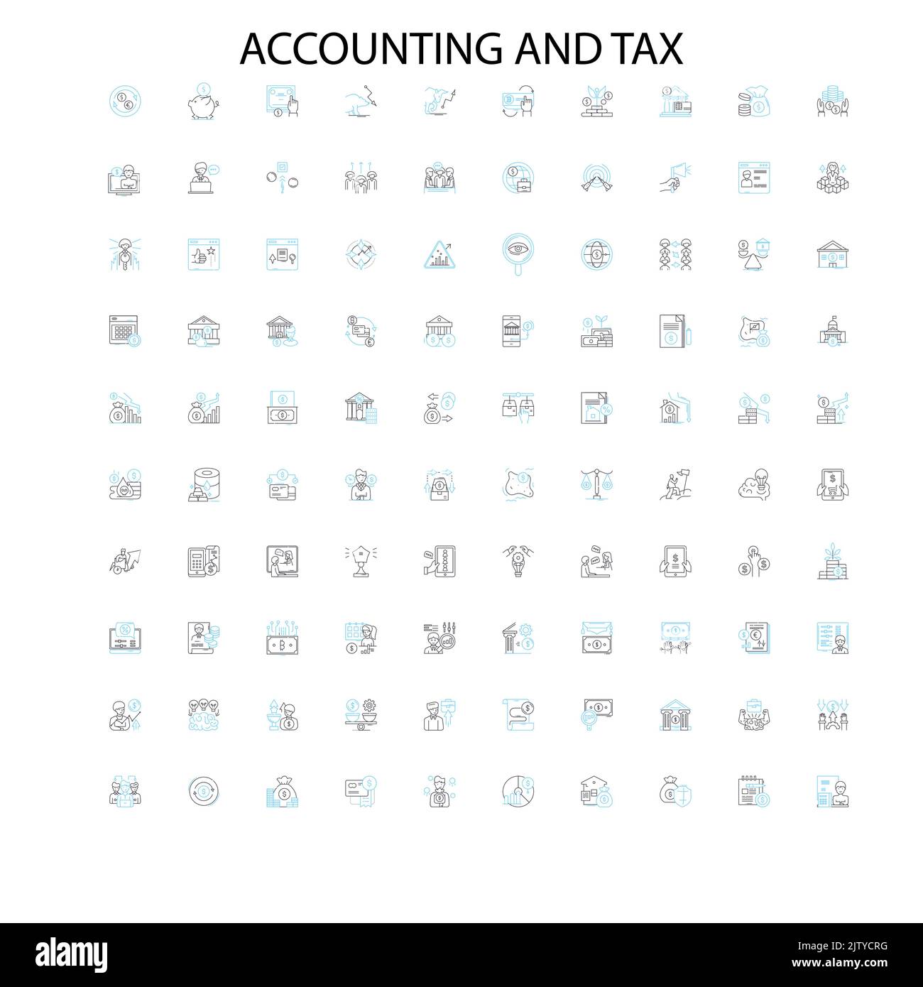 icônes de comptabilité et de taxe, signes, symboles de contour, collection de lignes d'illustration linéaire de concept Illustration de Vecteur