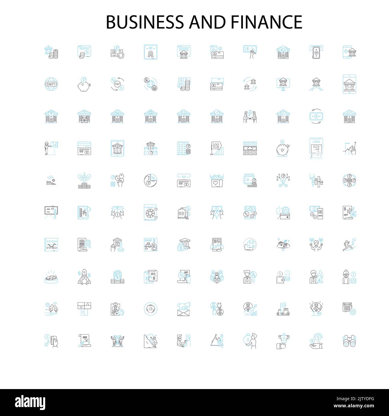 icônes d'affaires et de finances, signes, symboles de contour, collection de lignes d'illustration linéaire de concept Illustration de Vecteur