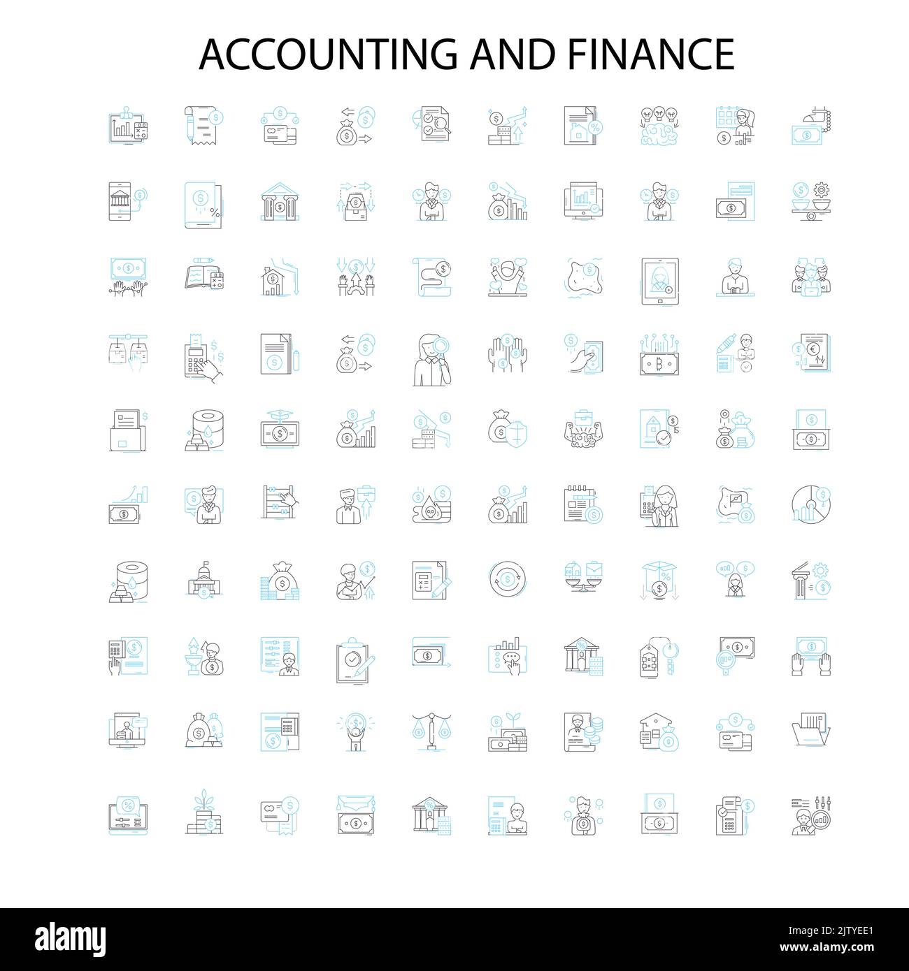 icônes de comptabilité et de finance, signes, symboles de contour, collection de lignes d'illustration linéaire de concept Illustration de Vecteur