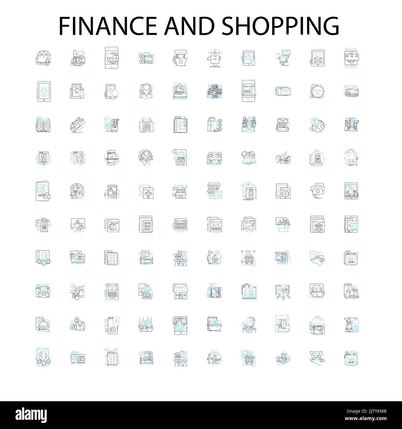 icônes de finance et de shopping, enseignes, symboles de contour, collection de lignes d'illustration linéaire de concept Illustration de Vecteur