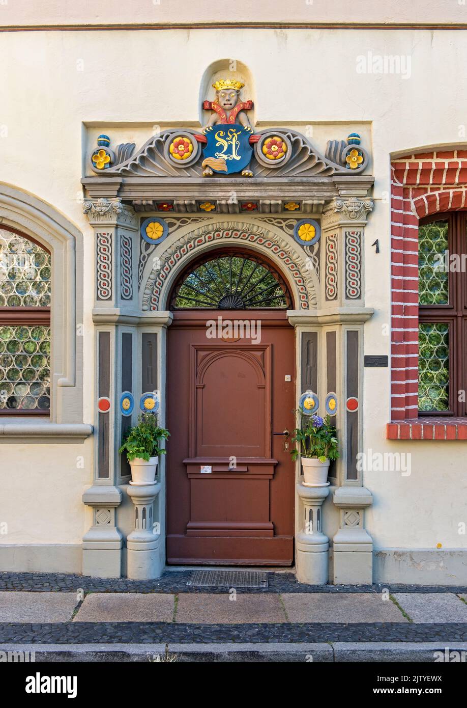 Portail Renaissance, Maison d'hôtes Flyns, Langenstraße, Görlitz, Allemagne Banque D'Images