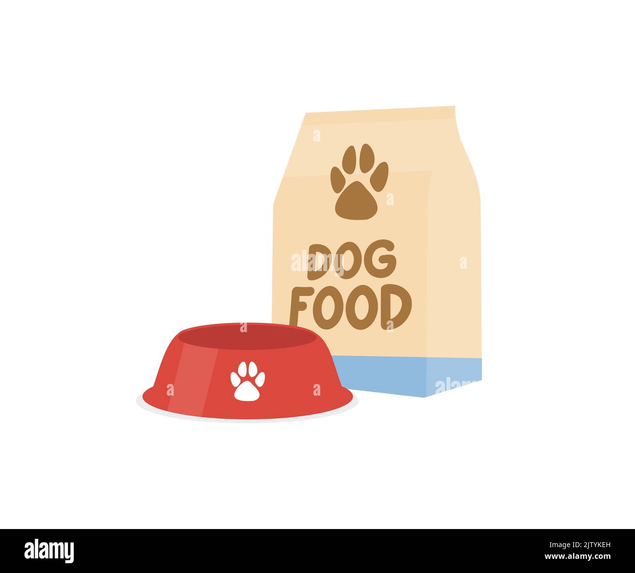 Sac de nourriture pour animaux de compagnie et logo de bol alimentaire. Design et illustration de l'emballage d'alimentation pour sac à nourriture sèche pour chien chat. Illustration de Vecteur
