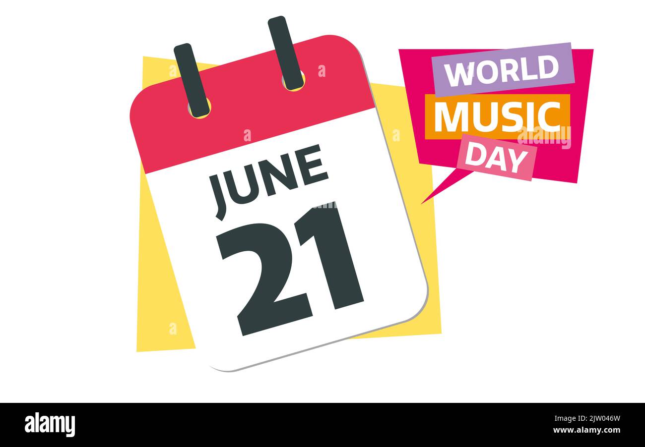 design du calendrier de juin 21 pour la journée mondiale de la musique Banque D'Images