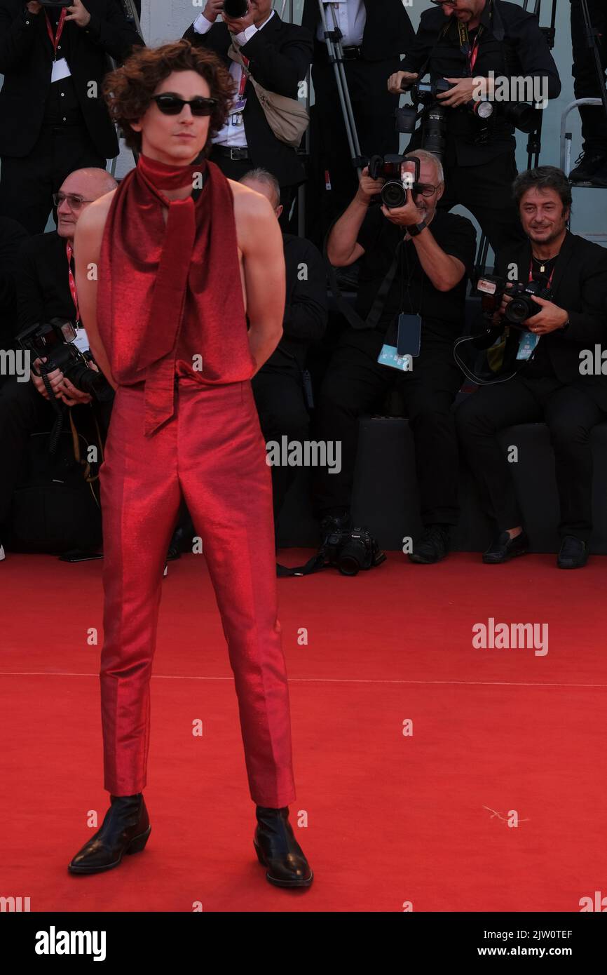 Timothée Chalamet assiste au tapis rouge « Bones and All » du Festival international du film de Venise 79th sur 02 septembre 2022 à Venise, en Italie. Banque D'Images