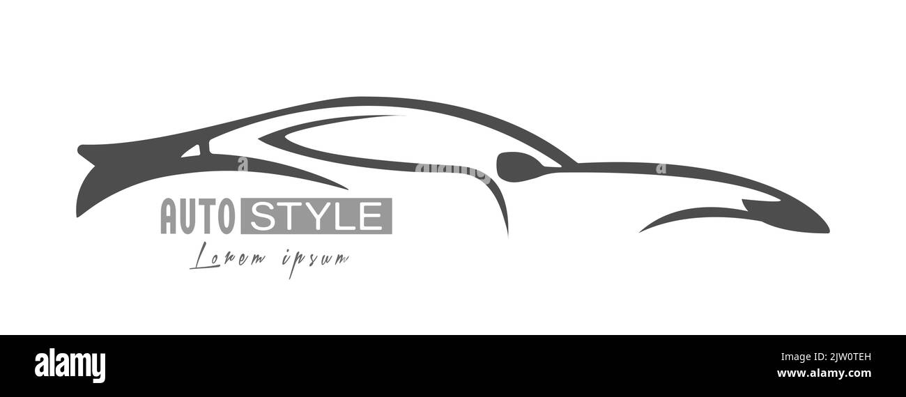 Style automatique. Voiture sport abstraite, modèle pour logo, emblème, autocollant et design numérique. Style plat Illustration de Vecteur