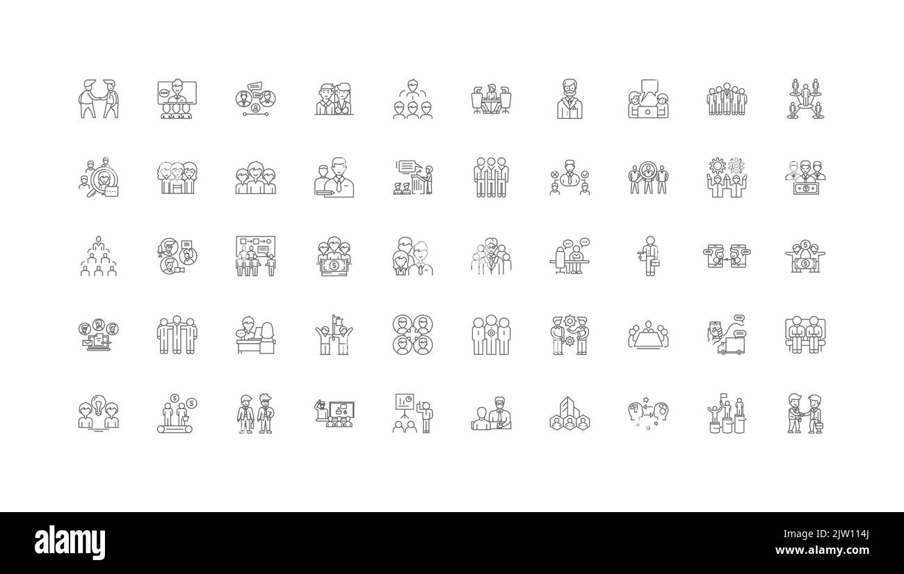 Illustration du concept de personnel, icônes linéaires, jeu de panneaux de ligne, collection de vecteurs Illustration de Vecteur