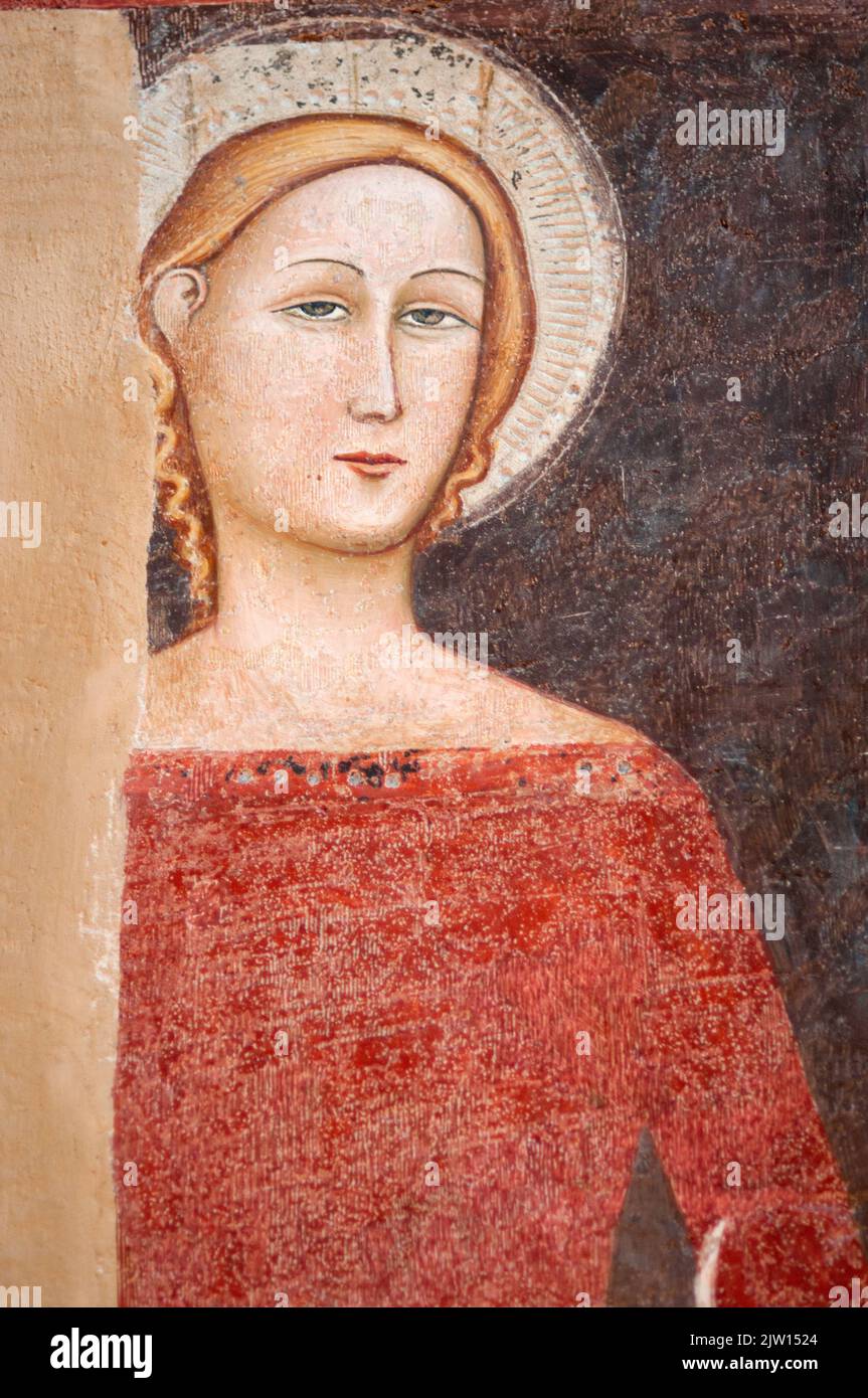 Fresque représentant la Sainte Vierge sur un mur à Pérouse Banque D'Images