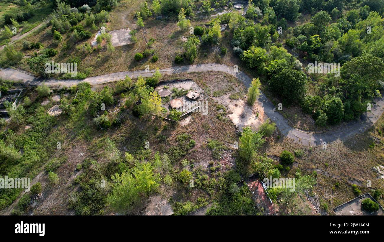 Vue aérienne des ruines de l'ancienne usine Hercules Banque D'Images