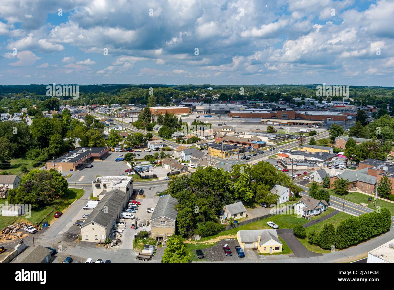 Vue aérienne d'un quartier à usage mixte à Wilmington, New Castle County, Delaware. Banque D'Images
