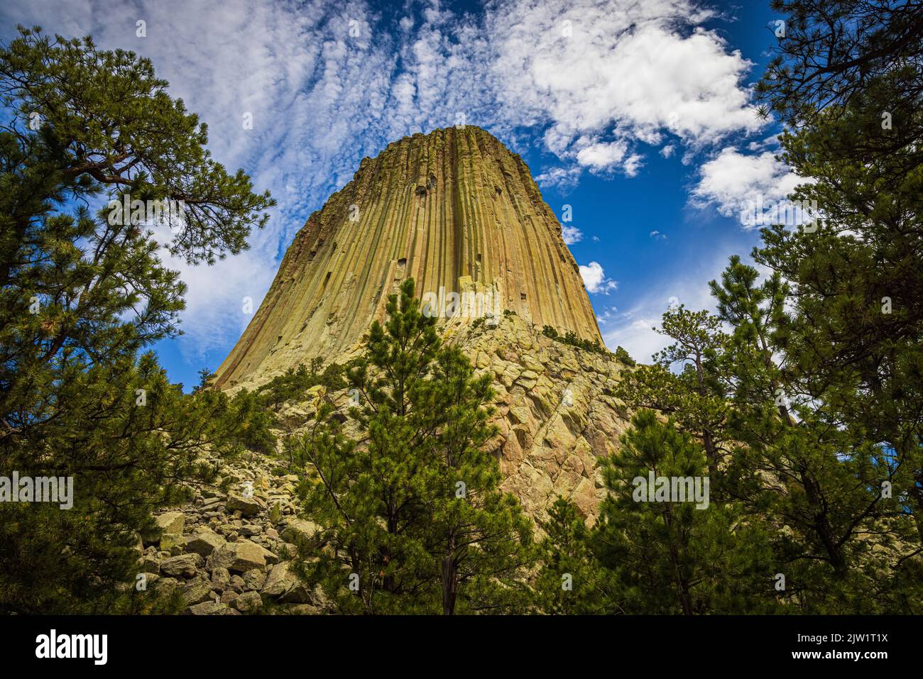 La tour Devils, dans le Wyoming, a été le premier monument national des États-Unis, établi sur 24 septembre 1906 par le président Theodore Roosevelt. Banque D'Images