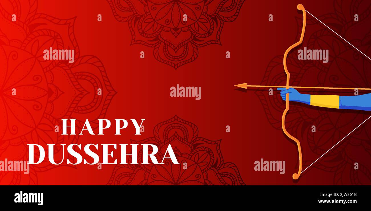 banderole horizontale happy dussehra à motif plat Illustration de Vecteur
