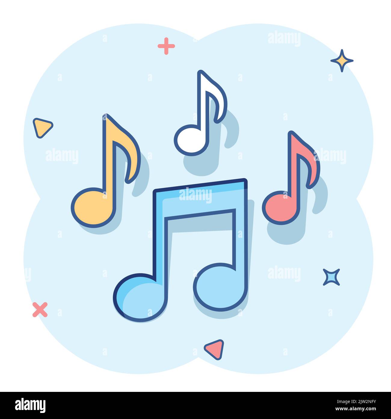 Cartoon Vector icône de note de musique dans le style comique. Sound media concept illustration pictogramme. Note Audio effet splash d'entreprise concept. Illustration de Vecteur