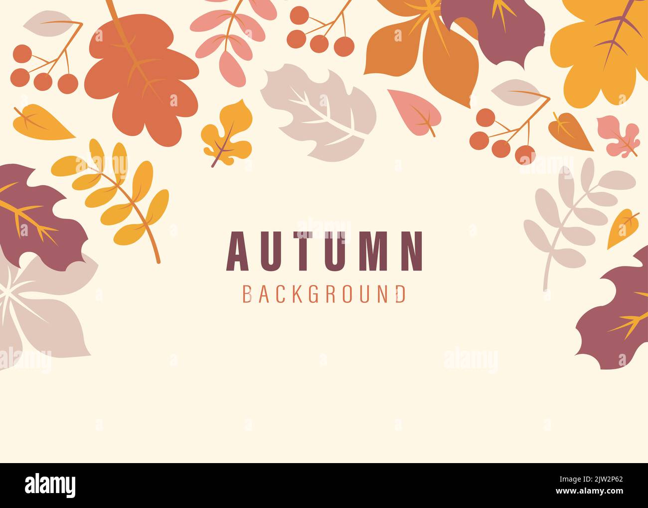 arrière-plan plat à propos de l'automne avec vecteur de feuilles Illustration de Vecteur