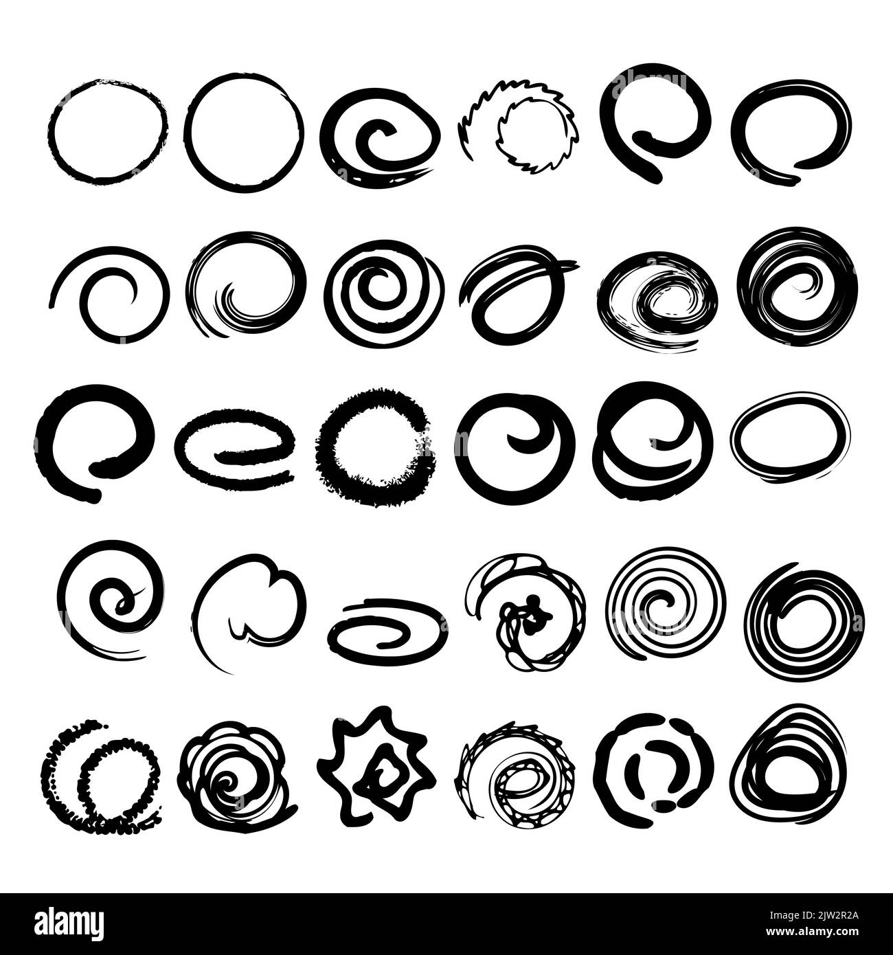 Dessin de cercle, trait de pinceau courbe à main levée à utiliser comme élément dans la conception, illustration vectorielle Illustration de Vecteur
