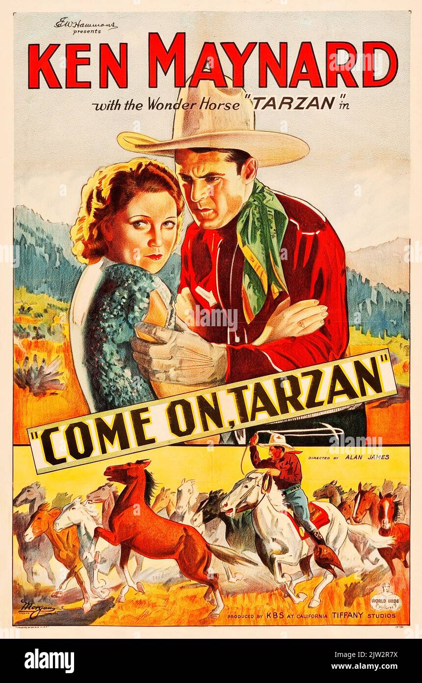 Ken Maynard - Come on, Tarzan (World Wide Pictures, 1932) Western film - affiche de film ancien Banque D'Images