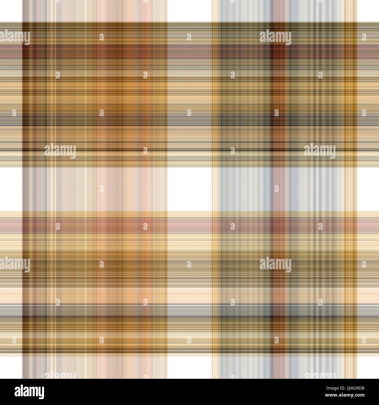 Tissu écossais blanc forêt à motif sans couture. Motif écossais de forêt automnale ton sur ton avec texture organique. Arrière-plan de bande orange pour papier peint rugueux. Banque D'Images