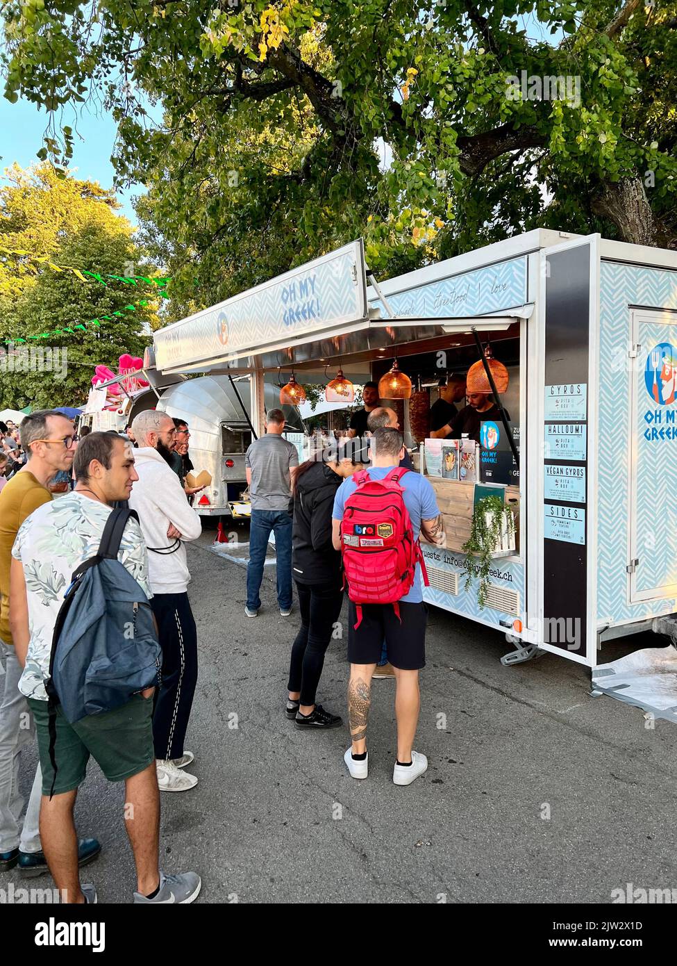 Genève, Suisse, 09.02.2022, panneau du Festival alimentaire de la rue de Genève. La ville célèbre ses camions alimentaires et sa cuisine de rue lors de l'édition de septembre 2022 Banque D'Images