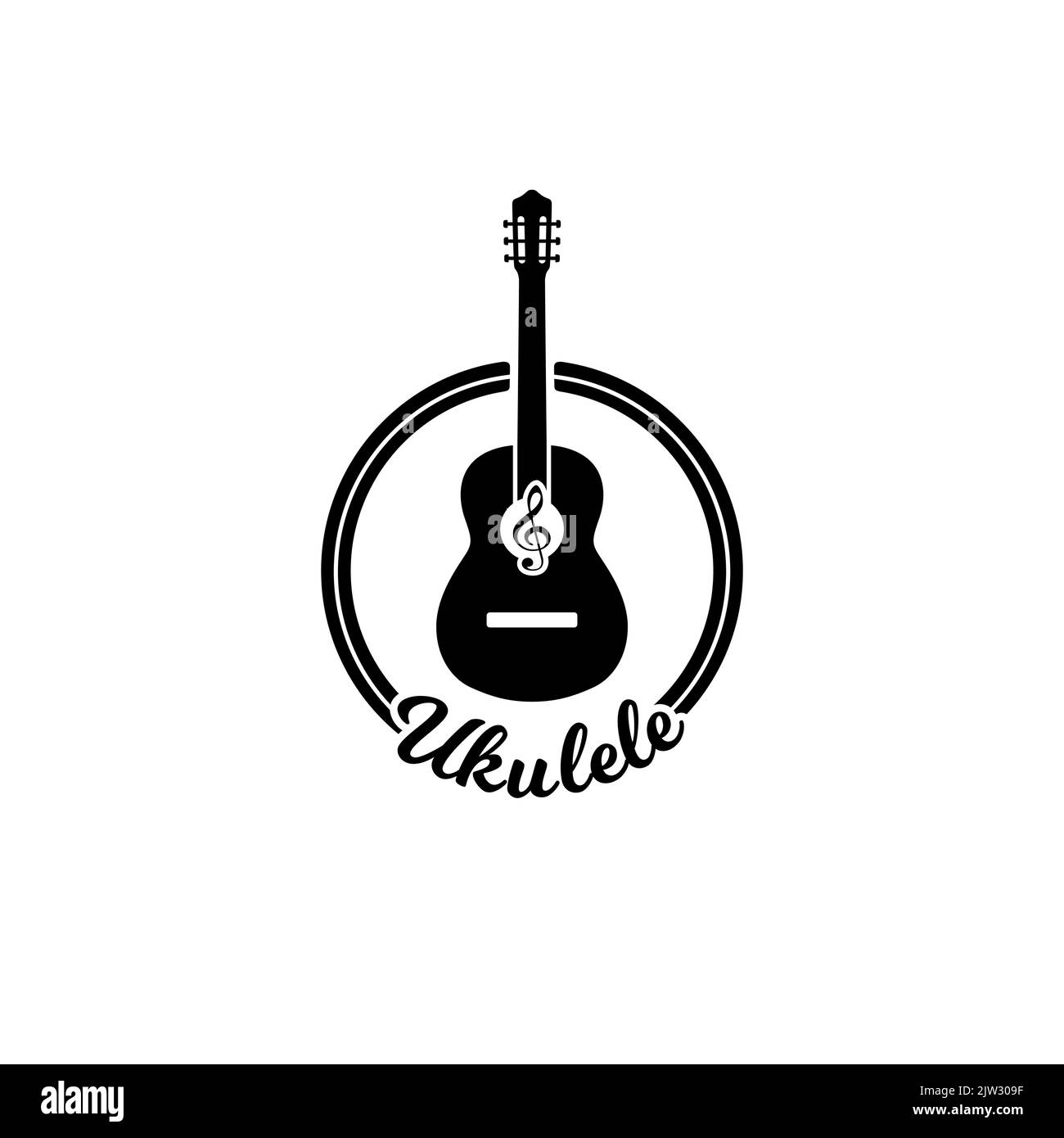 Simple logo Guitar ou Ukulele Vector Design Illustration de Vecteur