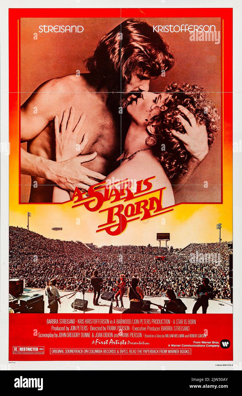 Affiche de sortie théâtrale pour le film américain de 1976 A Star is Born (affiche de 1976) Barbra Streisand - Kris Kristofferson Banque D'Images