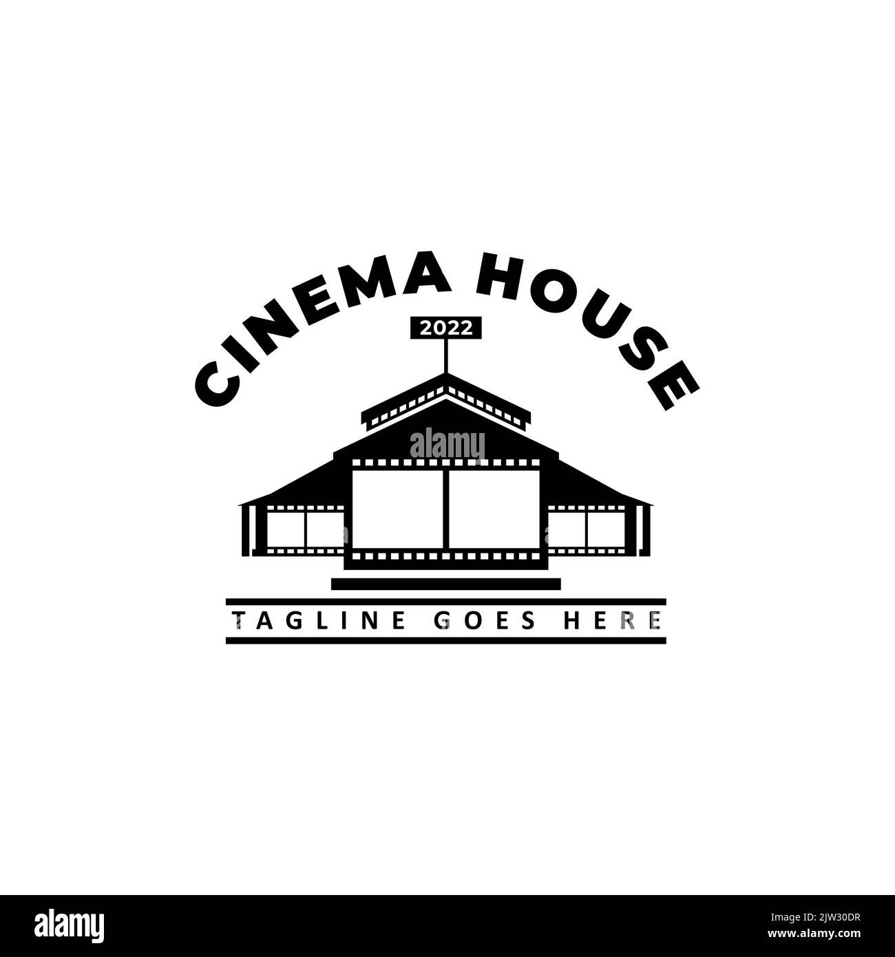 Cinema House avec film Strip pour le cinéma ou le logo Video Studio Illustration de Vecteur