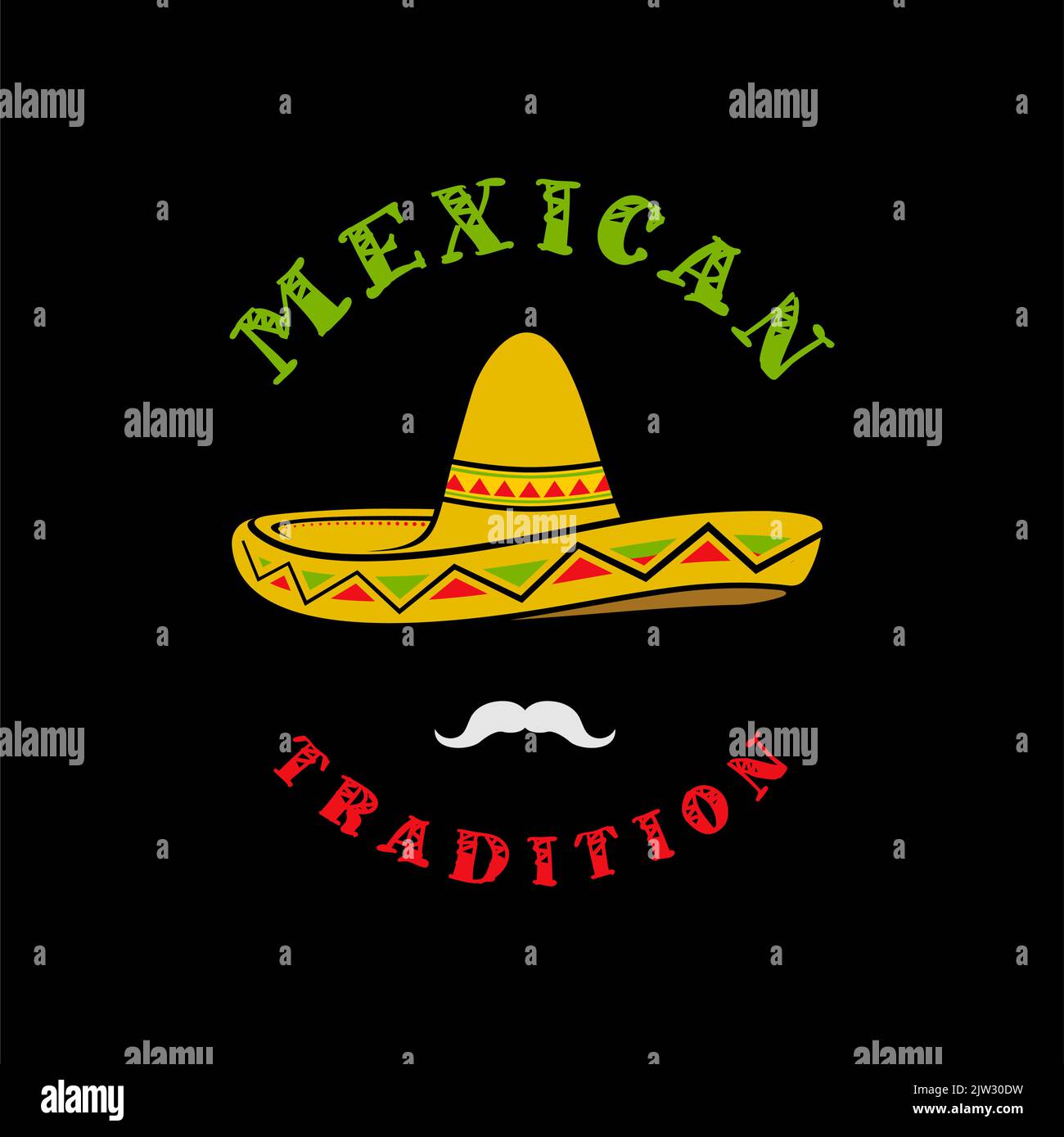 Chapeau Sombrero mexicain coloré Vector Design, chapeau mexicain traditionnel pour la fête de l'indépendance Illustration de Vecteur