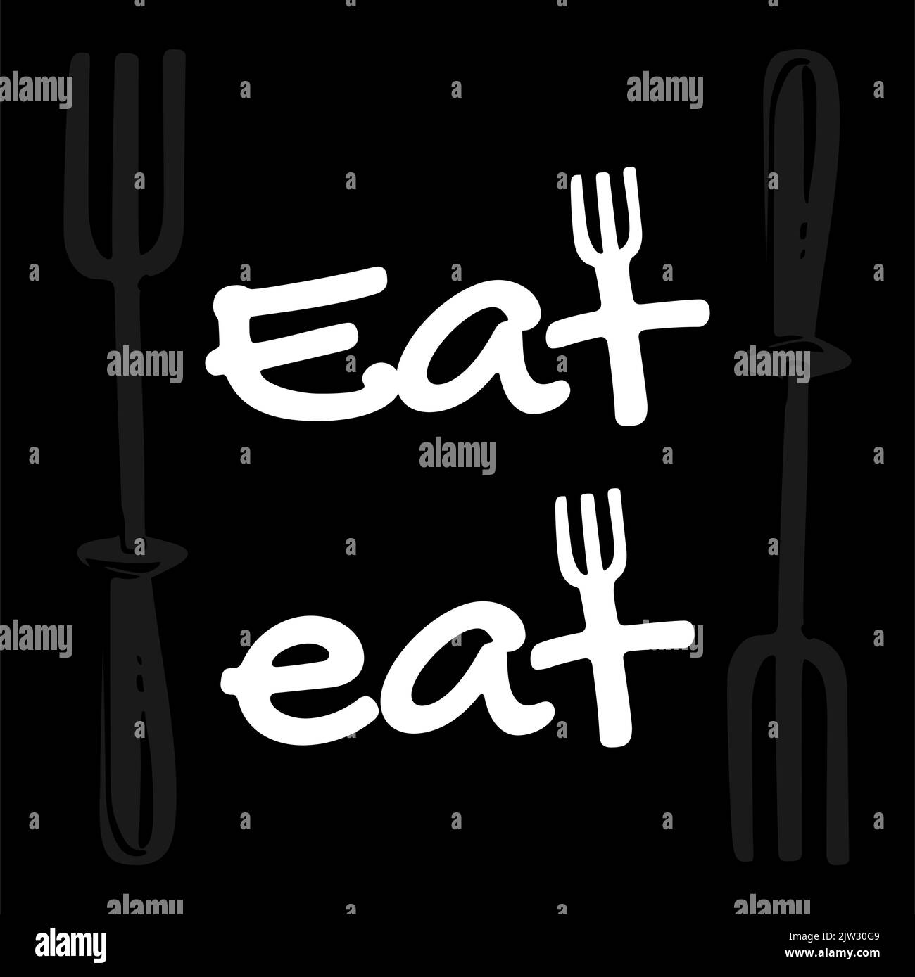 LOGO EAT avec la lettre T comme fourchette Illustration de Vecteur