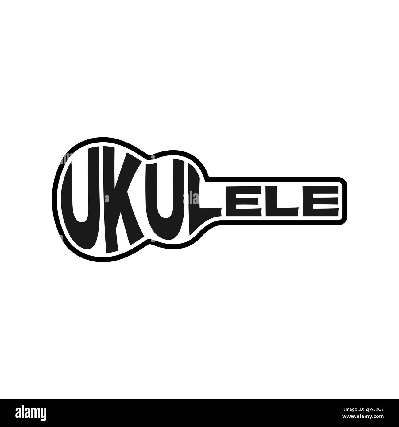 Ukulele Typographie Guitar Shape Vector Design Illustration de Vecteur