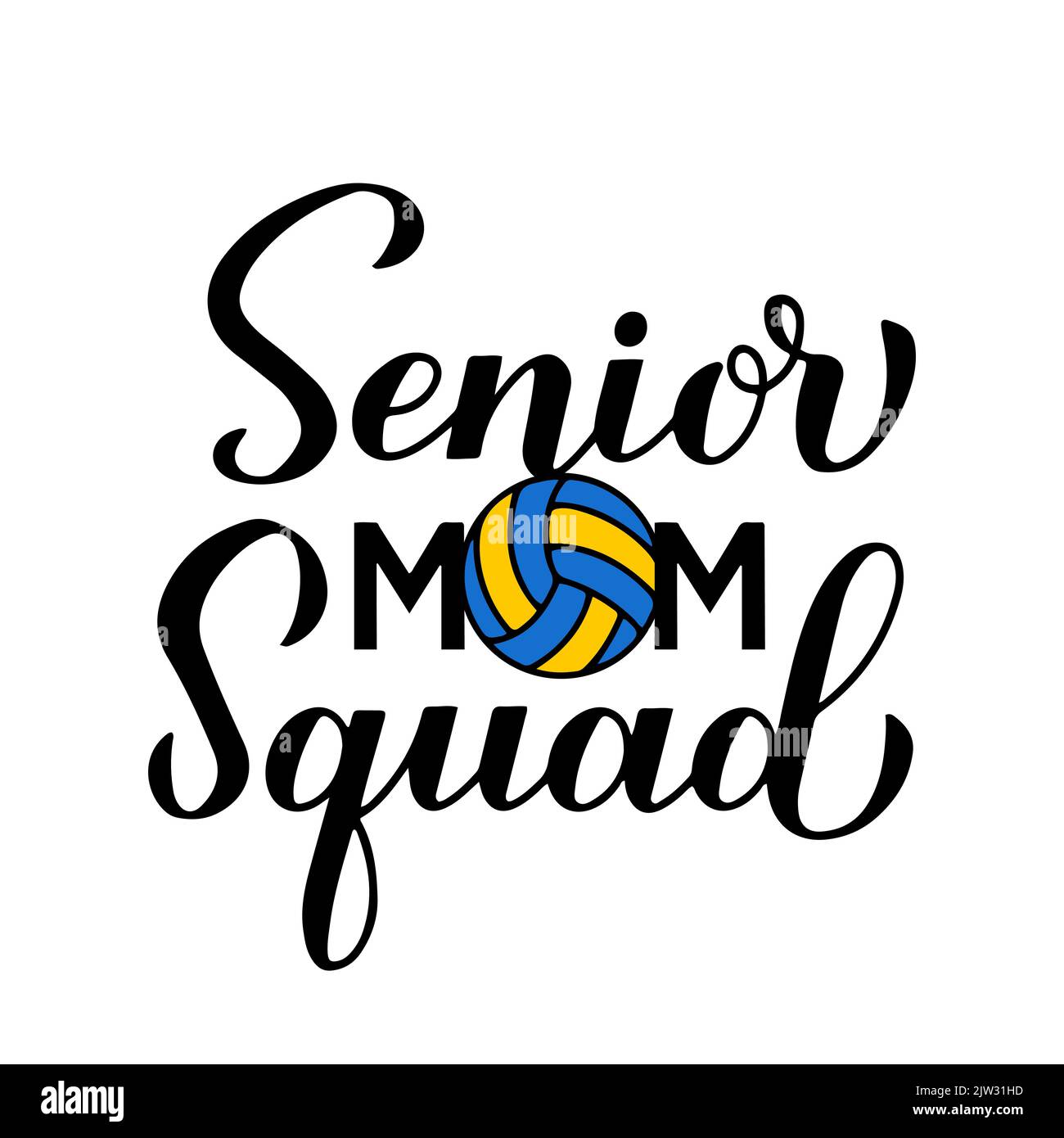 Lettres à la main pour maman senior. Volleyball citation calligraphie. Modèle vectoriel pour affiche typographique, bannière, autocollant, t-shirt, etc Illustration de Vecteur