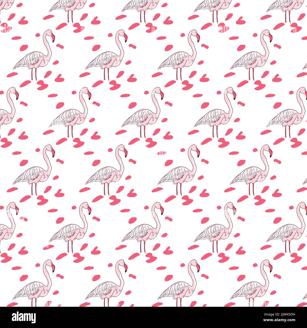 Motif flamants flamants sans couture à la main Illustration de Vecteur