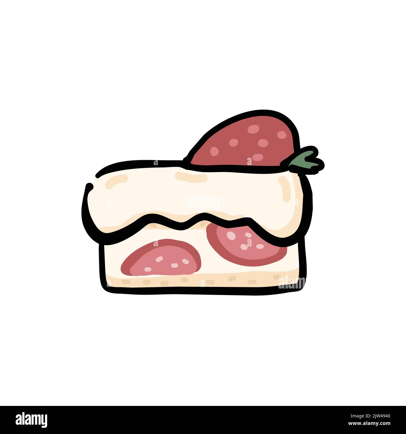 Gâteau aux fraises. Vecteur de dessin Doodle Illustration de Vecteur